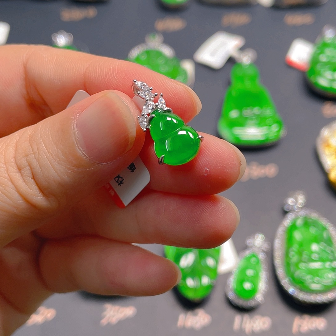 吊坠(不含链)银S925镶嵌翡翠