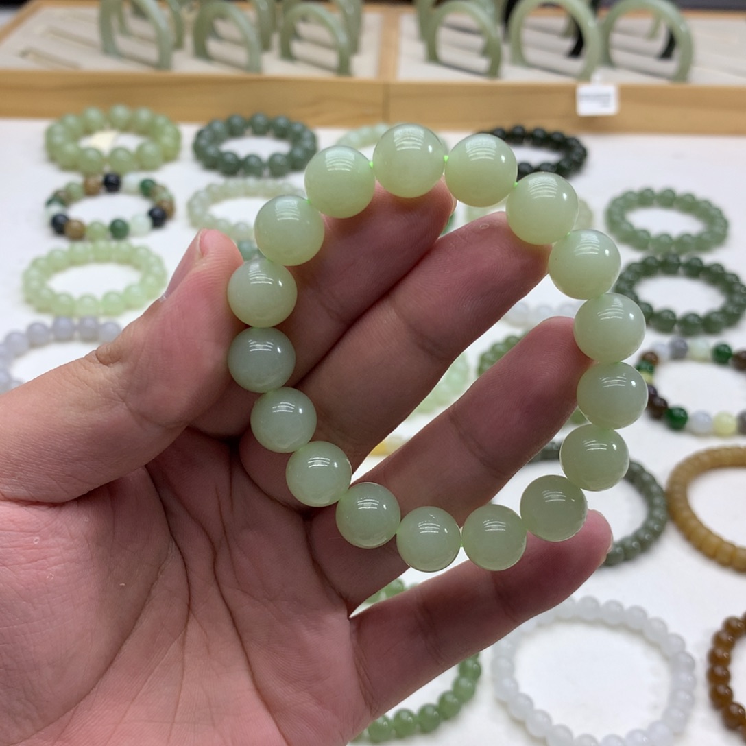 和田玉手串（糯冰晴水11.8）未镶嵌