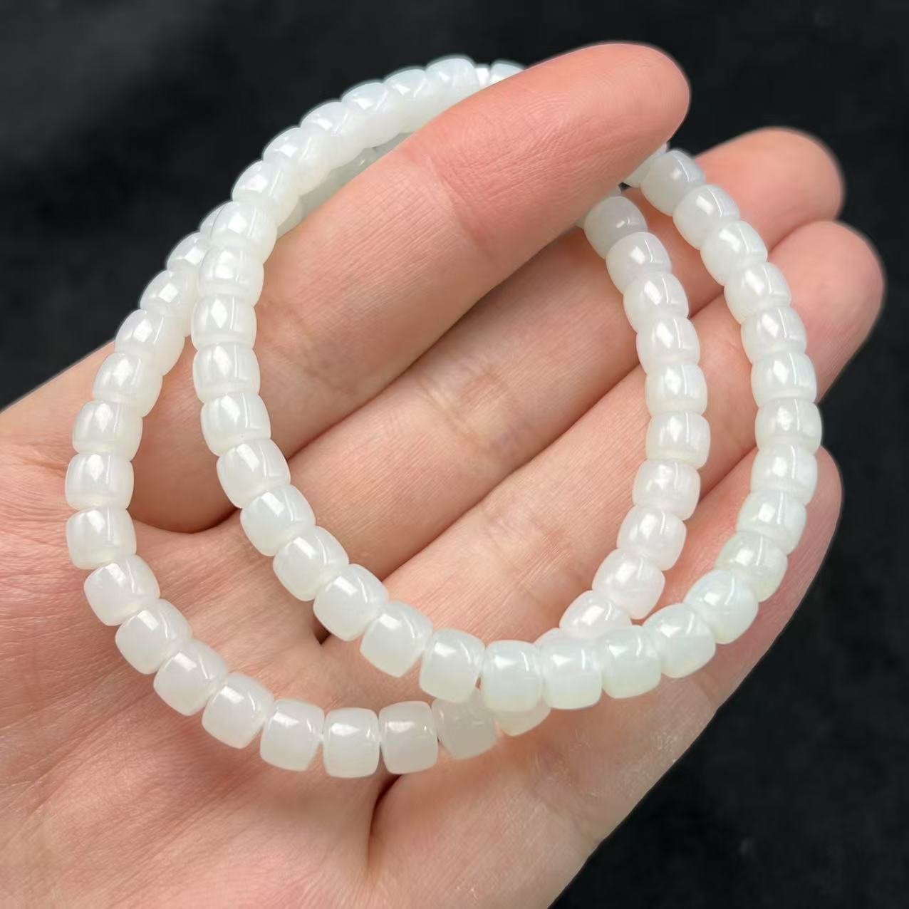  【北野珠宝】天然和田玉直切手串-B96H-39多样性发一6mm