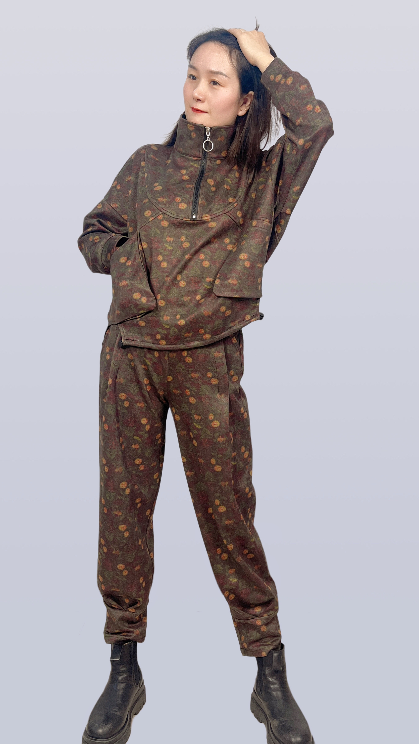 2025春款女装大码时尚款上衣+裤子两件套小樱桃纹理轻奢风07款