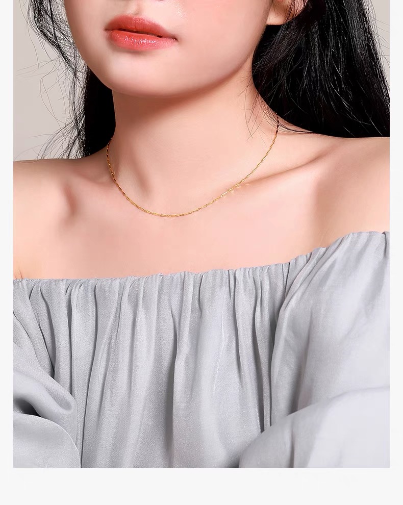 18k金元宝项链高级气质轻奢时尚百搭素链