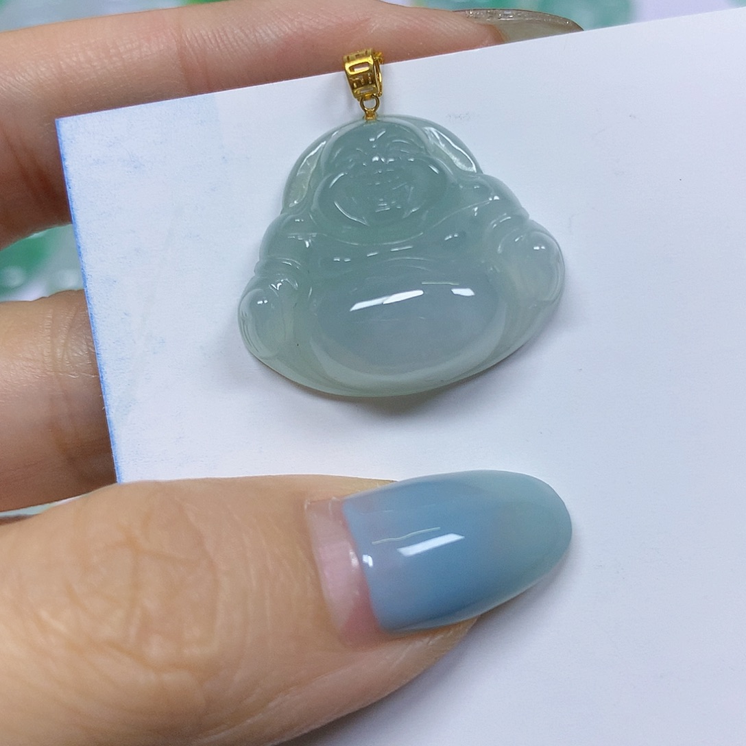 翡翠18K金镶嵌颈饰挂件
