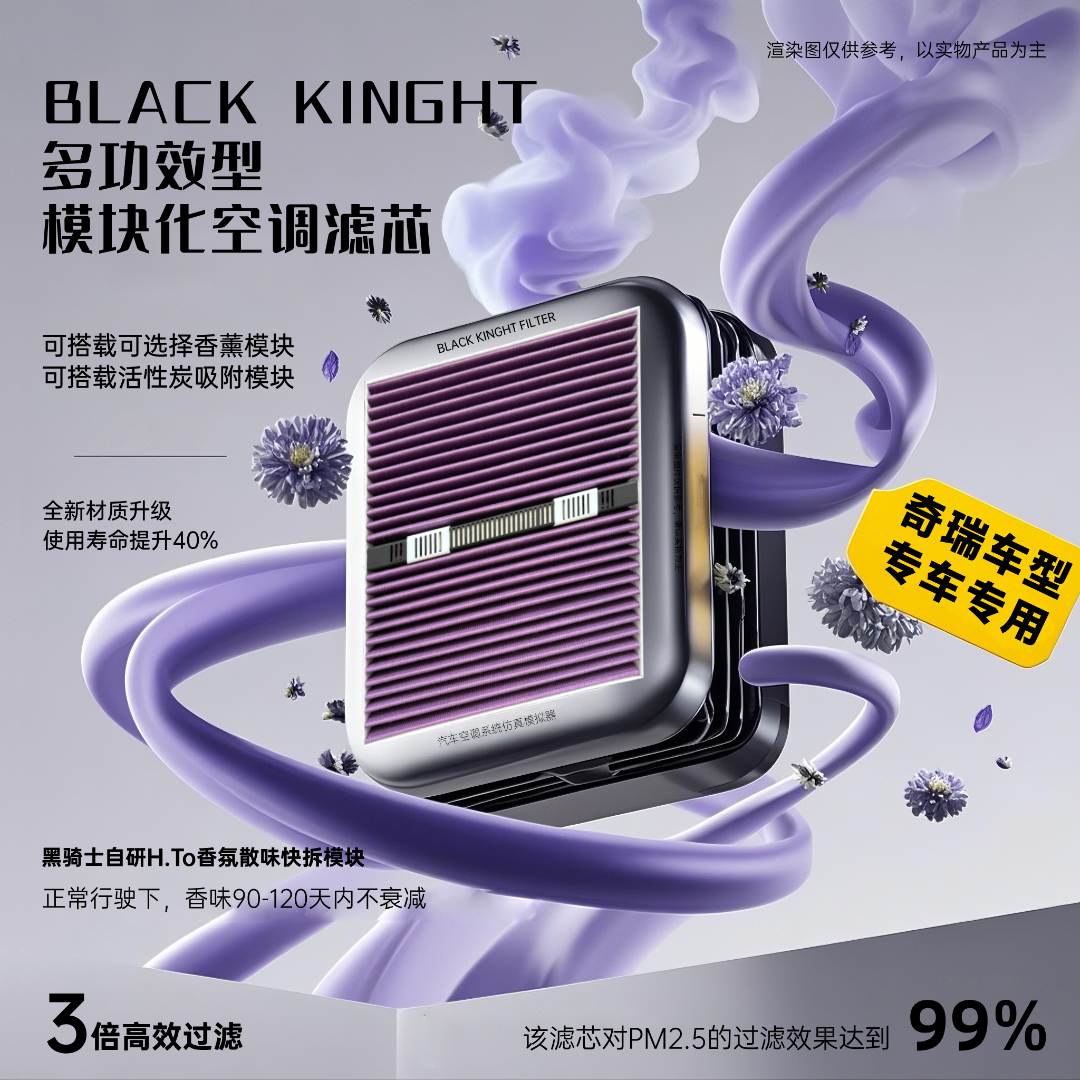 黑骑士【奇瑞车型】专用多功能抑菌除霉可快拆香薰模块新款空调滤芯