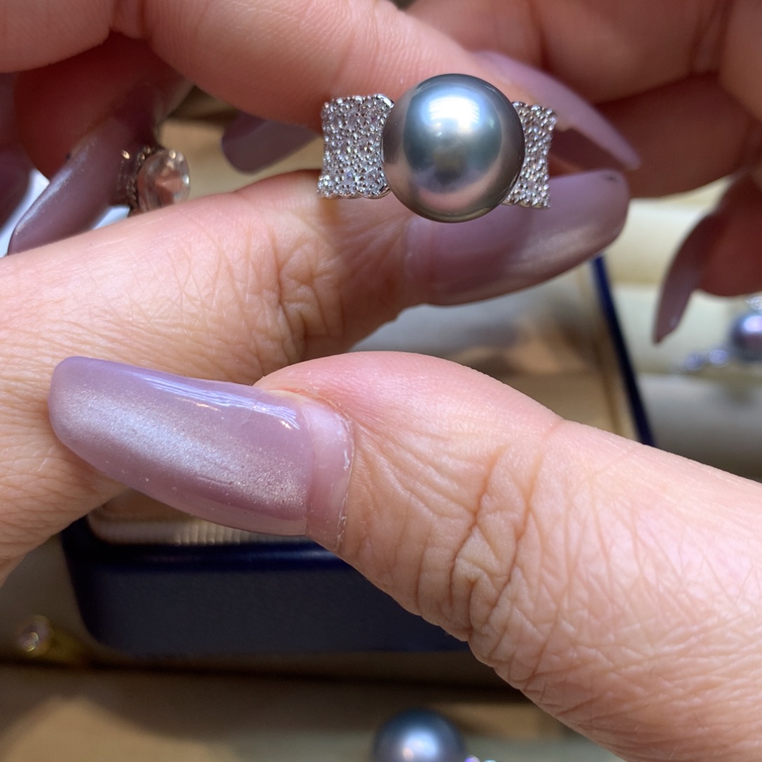 银S925镶嵌戒指海水珍珠