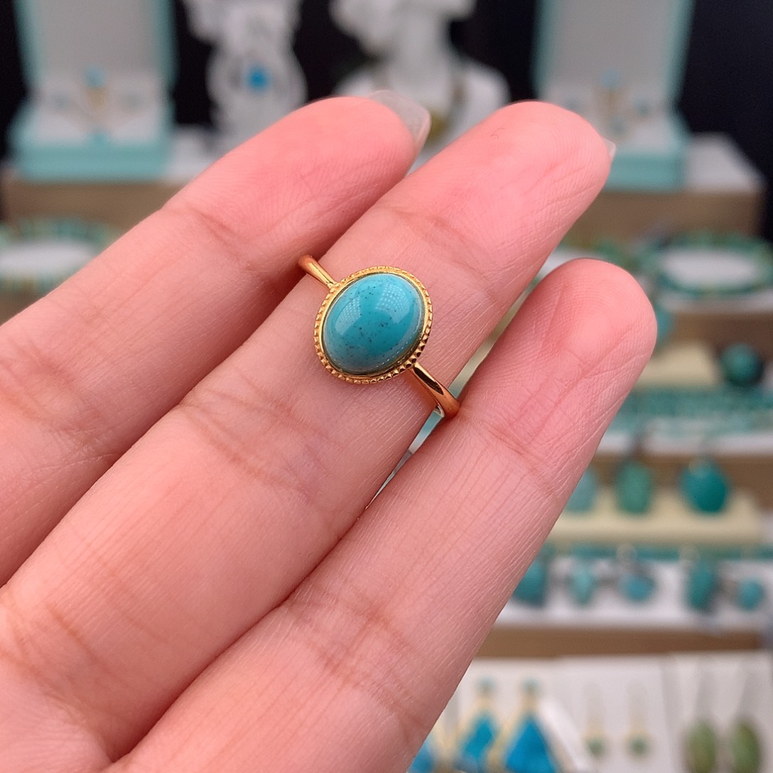 绿松石银S925镶嵌戒指