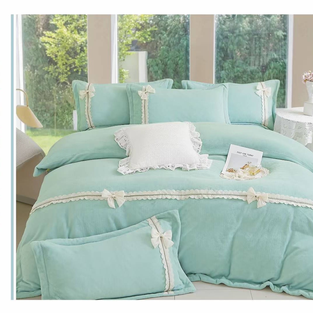 高品质全消光牛奶绒四件套  款式简单大气  少女感爆棚 零静电 