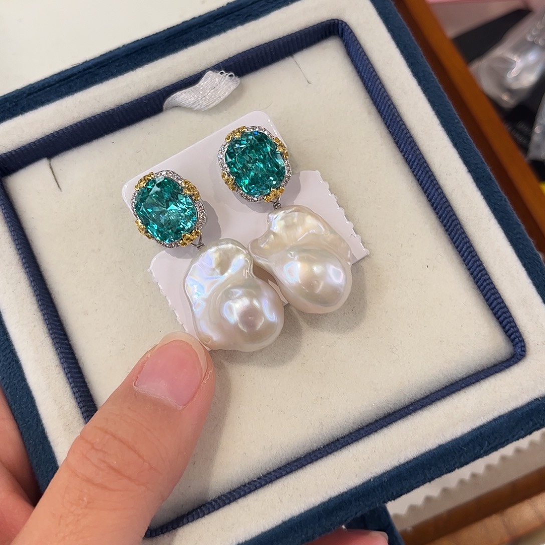 合金淡水珍珠耳饰