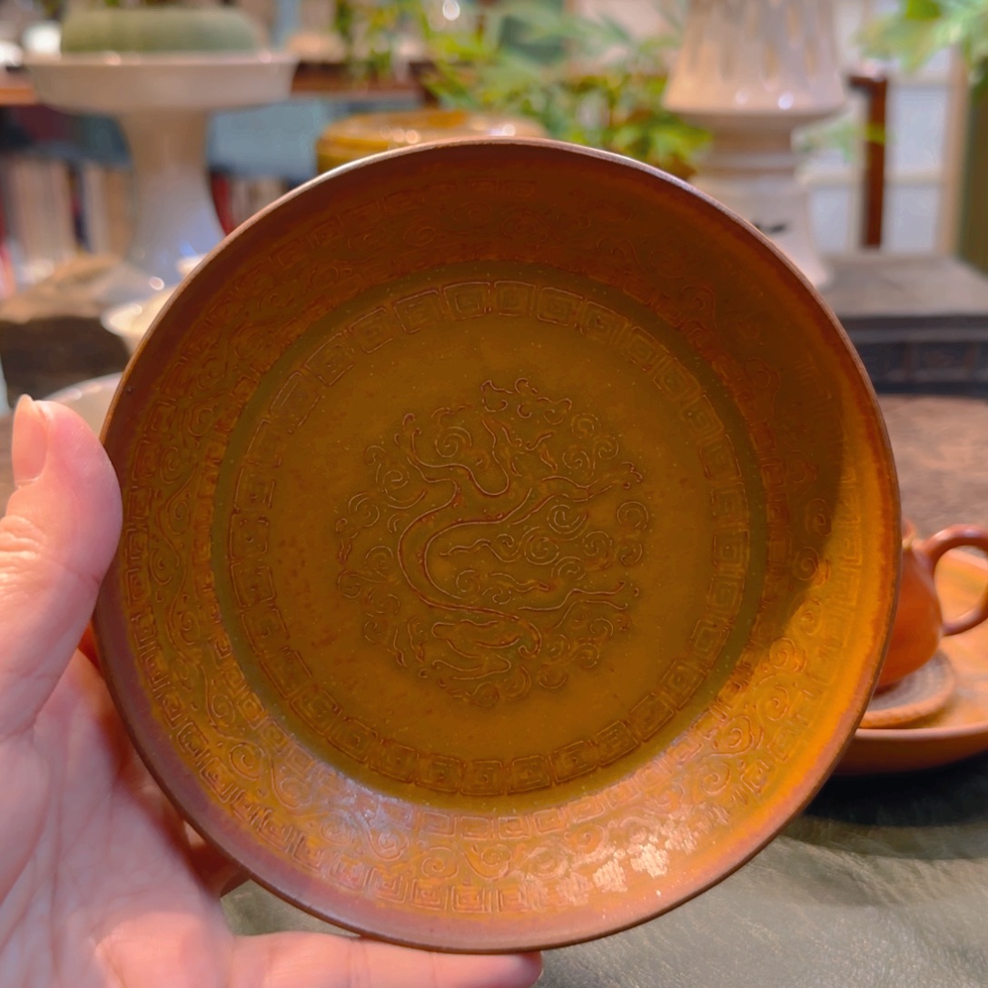 小号唐黄釉壶承 14.5cm