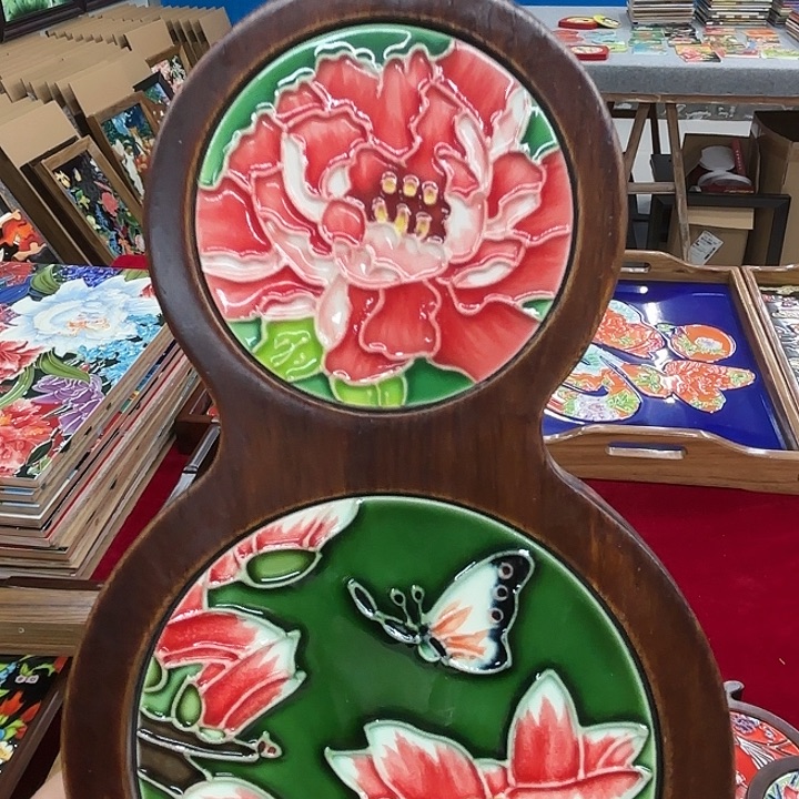 陶瓷板画老榆木小葫芦