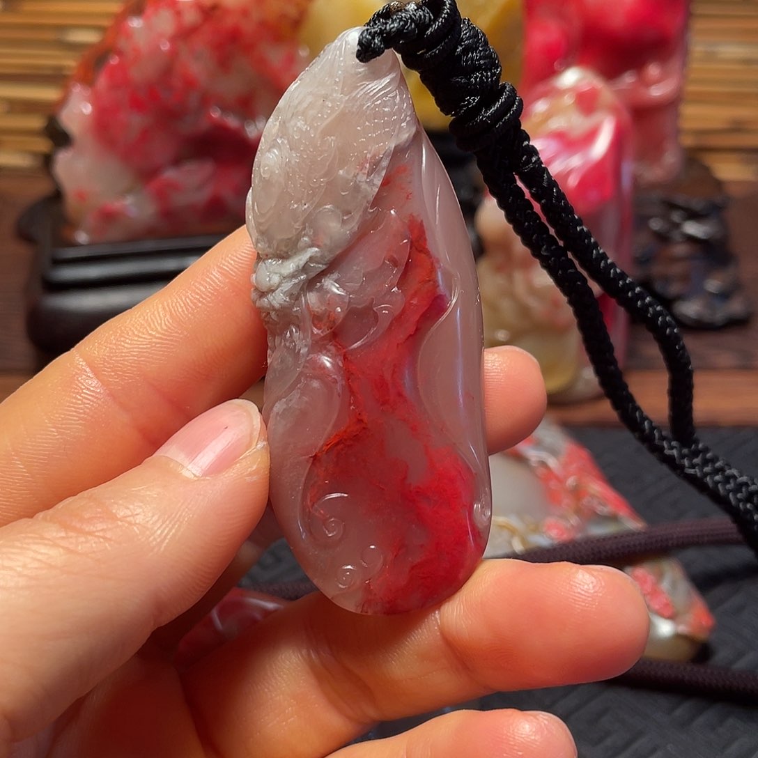 巴林鸡血石鸡血石挂件