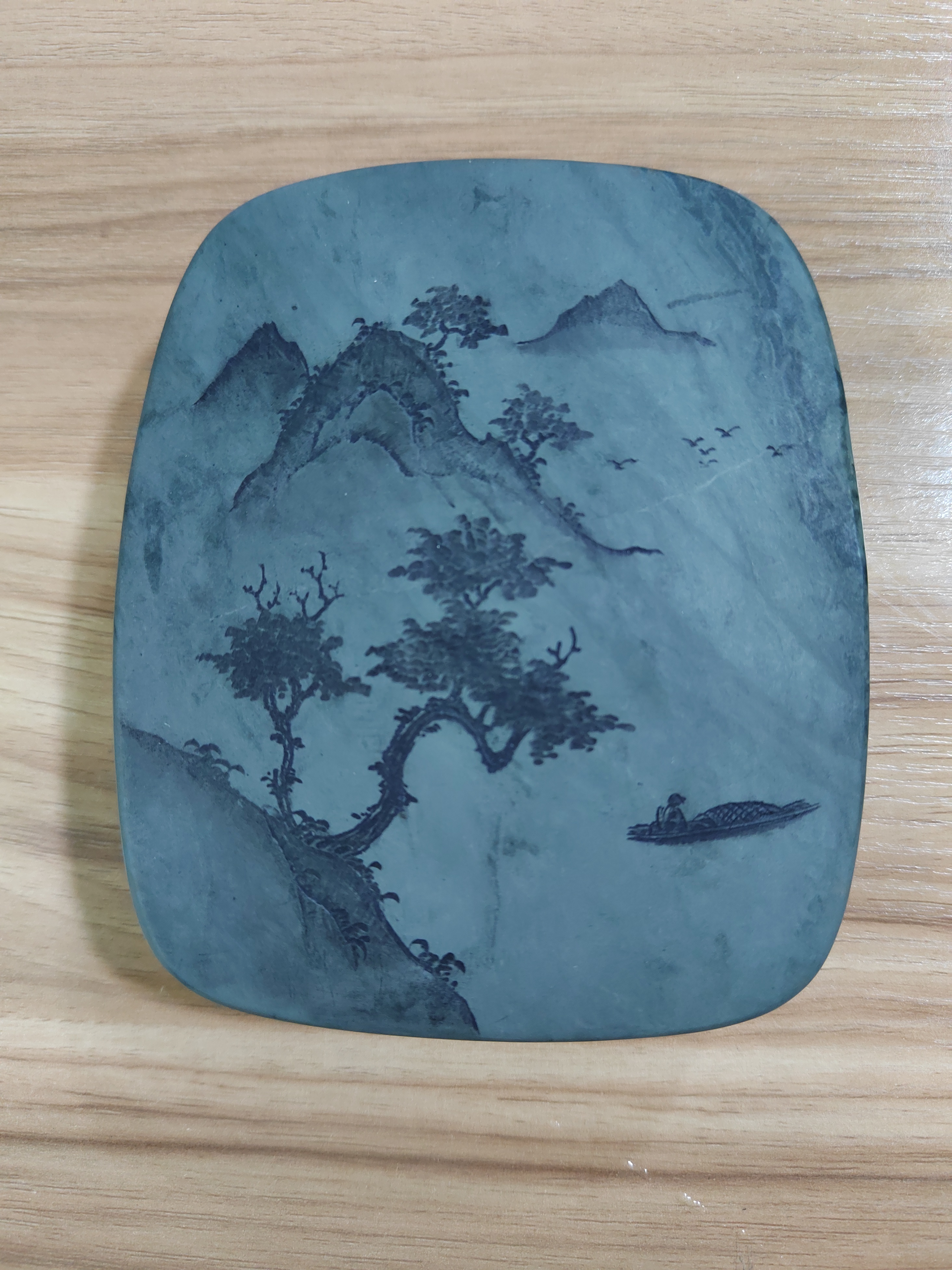 洮砚，带盖子，水泉老坑料，纹理清晰，尺寸12cmｘ10Ｘ3cm