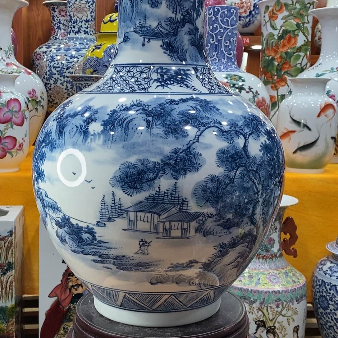 摆件鱼景德镇陶瓷青花赏瓶