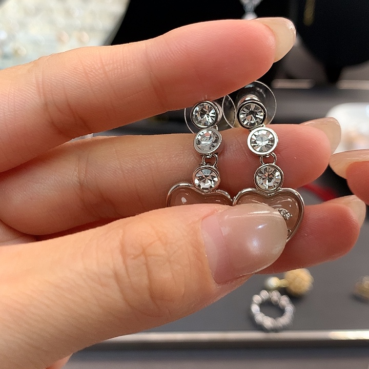 琉璃纯铜合金爱心耳坠