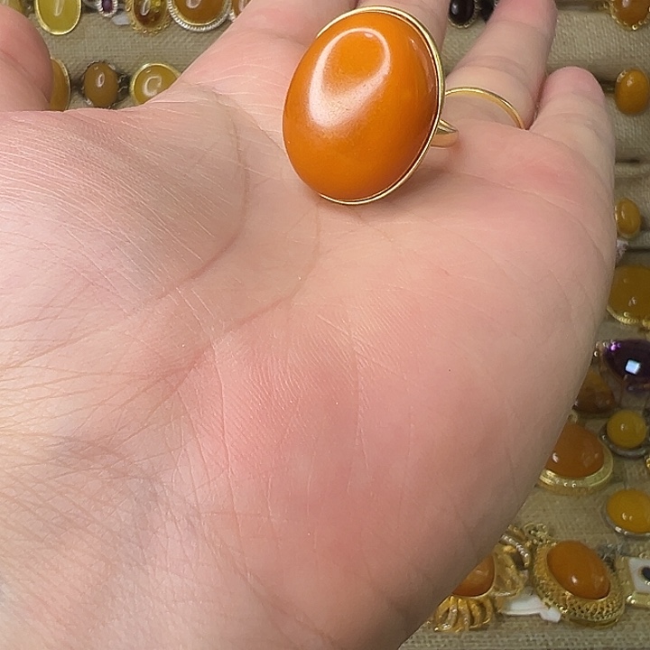 蜜蜡银S925镶嵌戒指