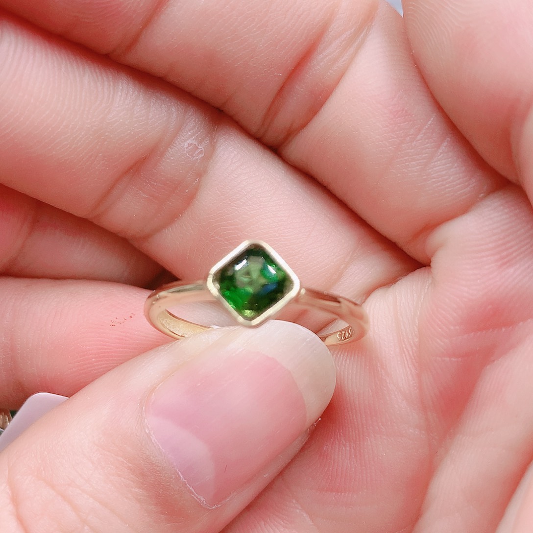 碧玺戒指银S925镶嵌5✖️5