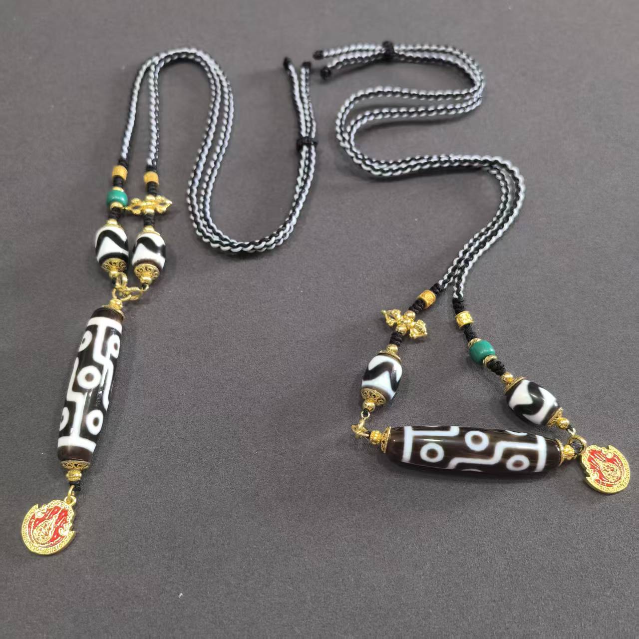 【曹美丽精选】H13455-玛瑙diy脖挂（九眼）-多样性发其一-12*48mm