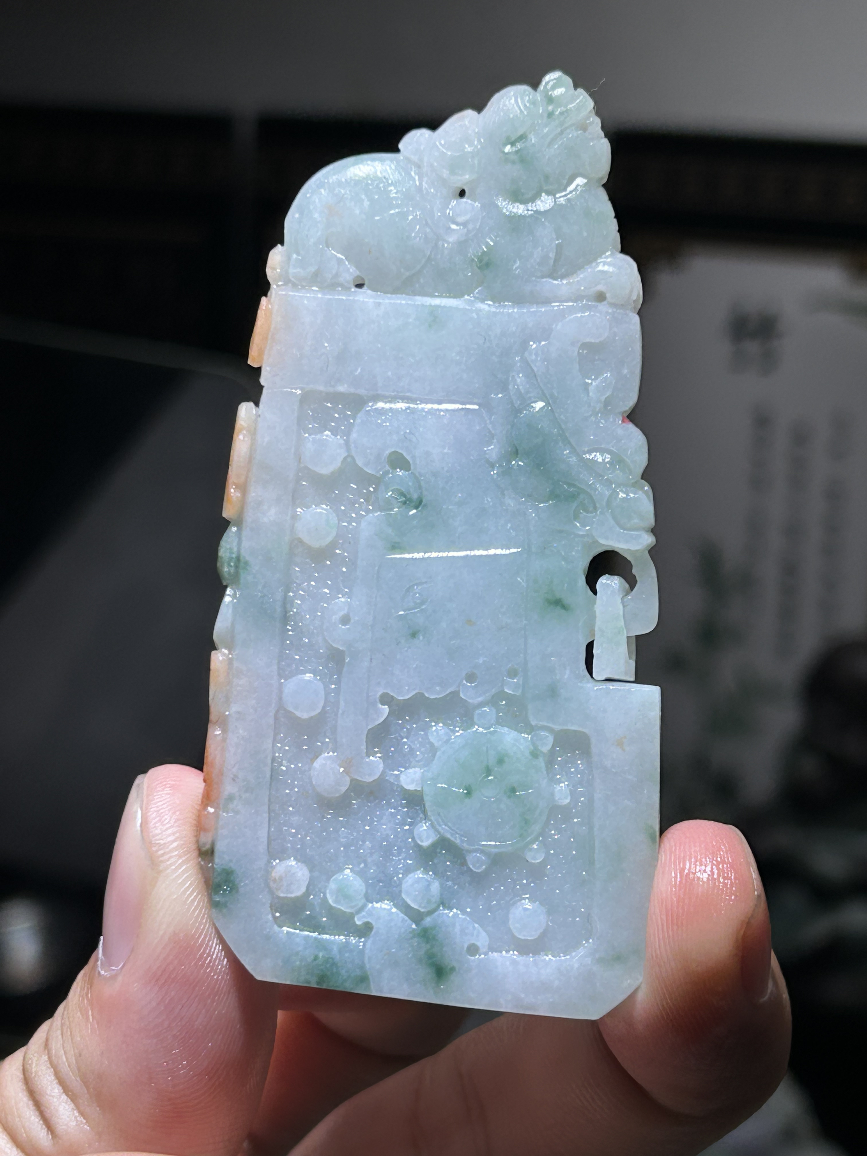 天然缅甸A货翡翠仿古牌毛货买断需抛光
