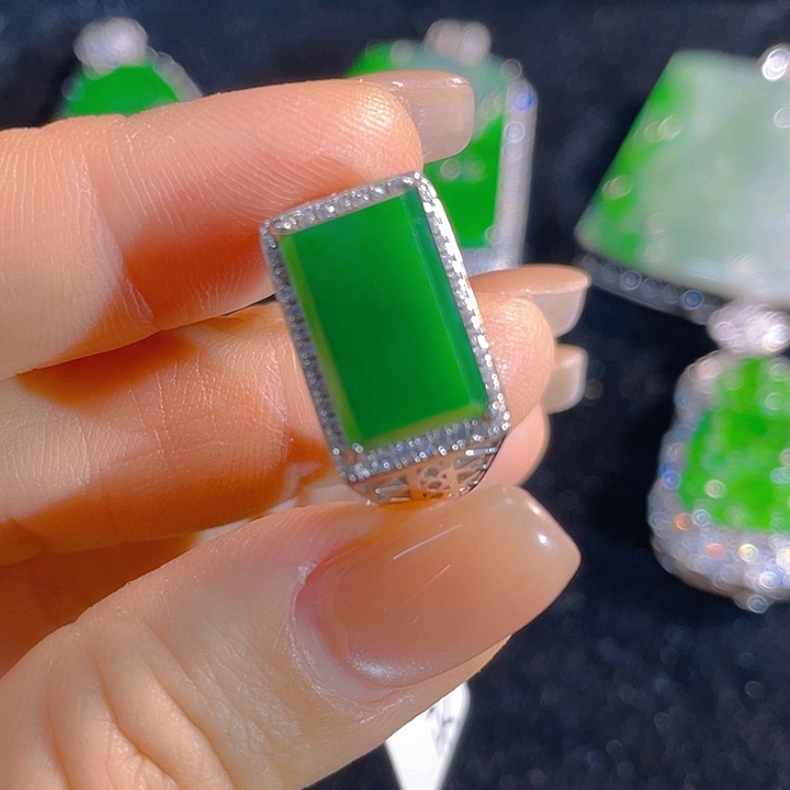 翡翠银S925镶嵌戒指翡翠