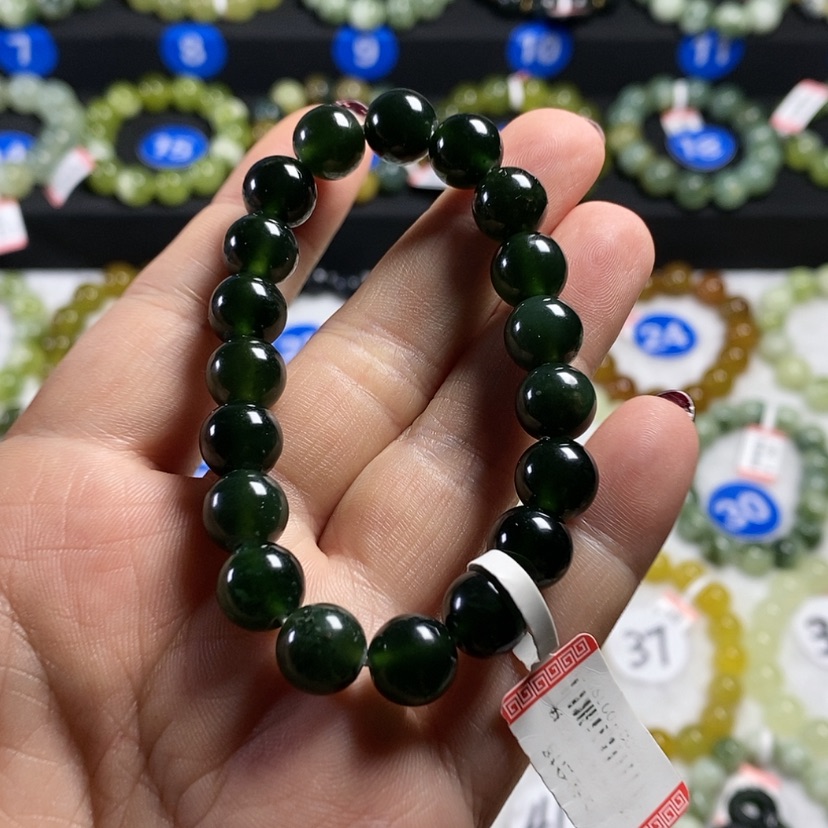 【闪购商品】蛇纹石玉手链未镶嵌卡10
