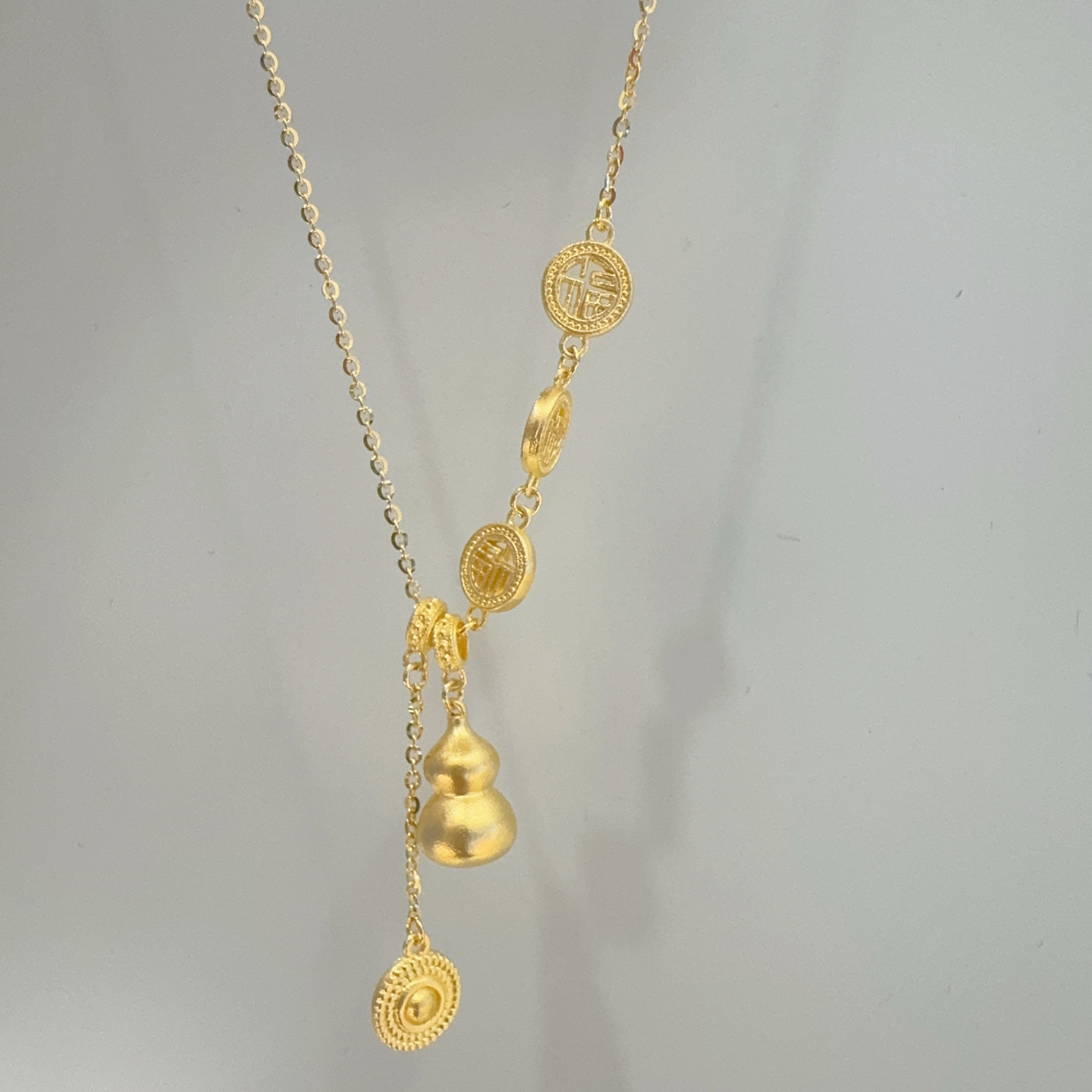 5g工艺足金999三福葫芦套链