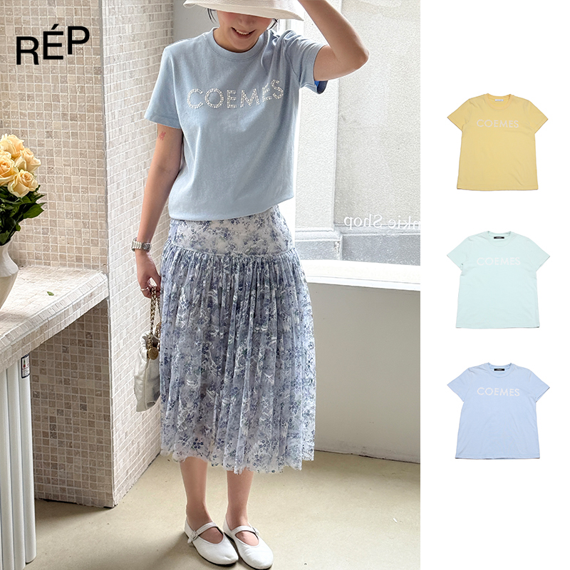   REP-COEMES设计师蓝色/绿色/黄色正肩圆领短袖T 25MAY PACKAGE