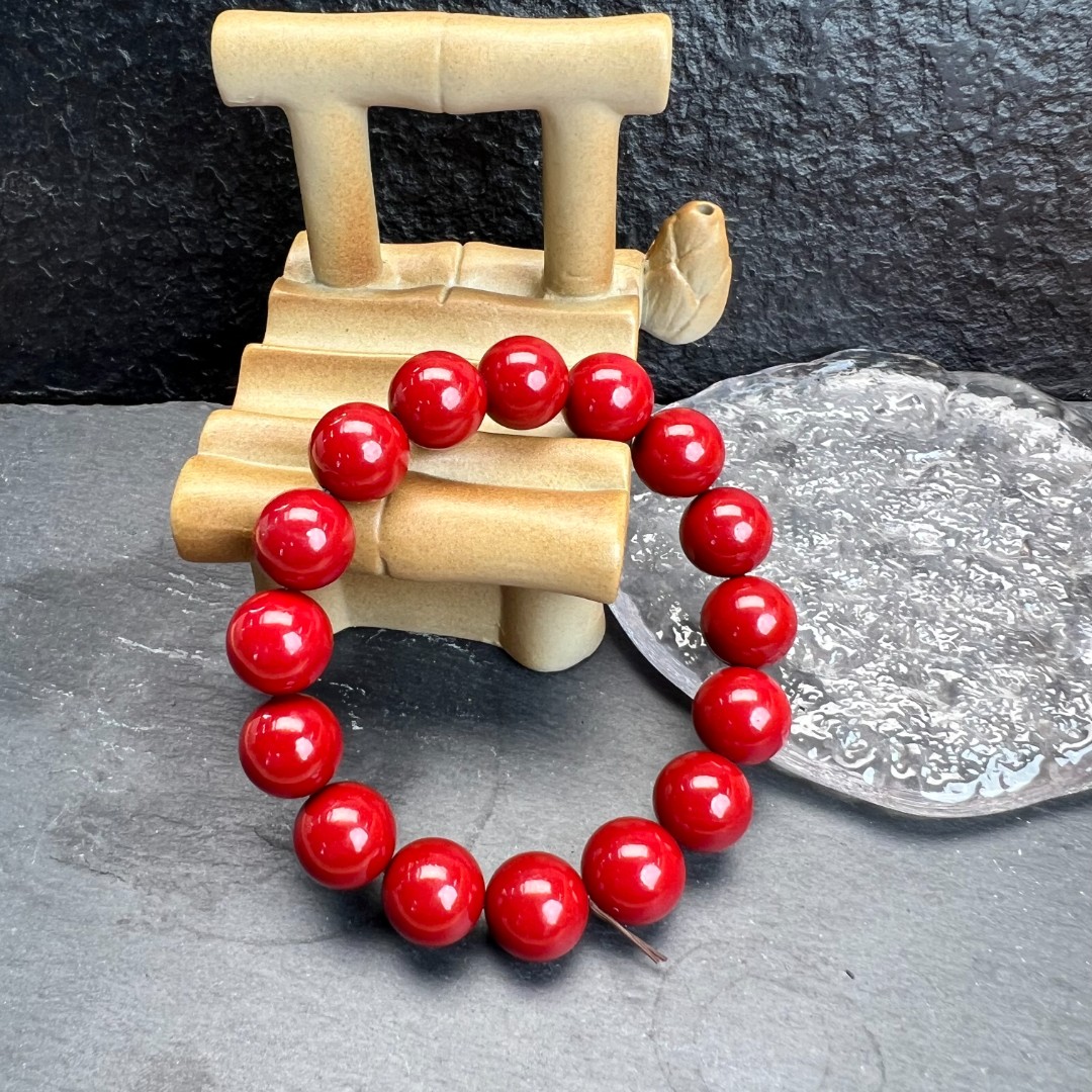 含辰砂工艺品zs玲集甄选圆珠朱砂手串