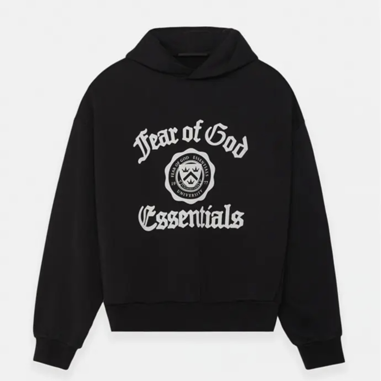 【NEW】复线ess-新美式徽章大印花加绒连帽卫衣 男女同款