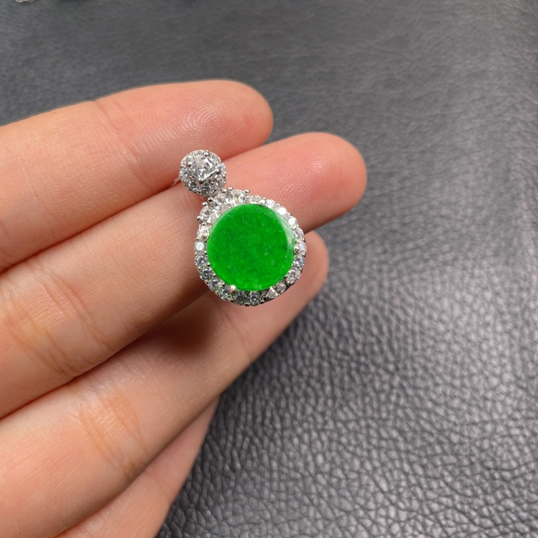 翡翠吊坠(不含链)银S925镶嵌