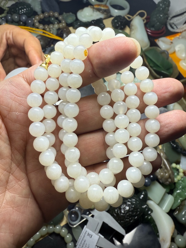 和田玉圆珠108粒卡8
