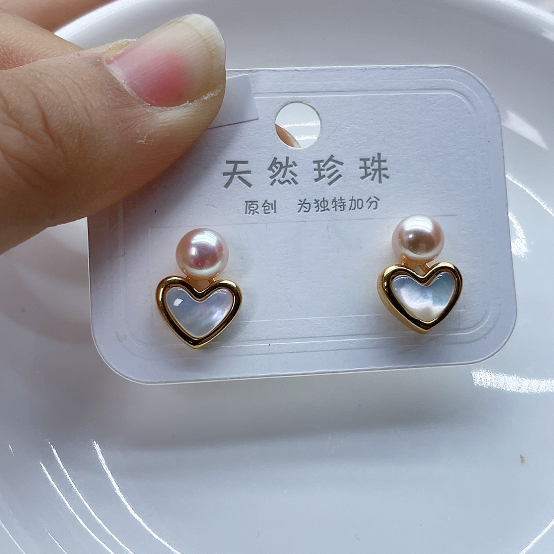 银S925镶嵌耳饰淡水珍珠