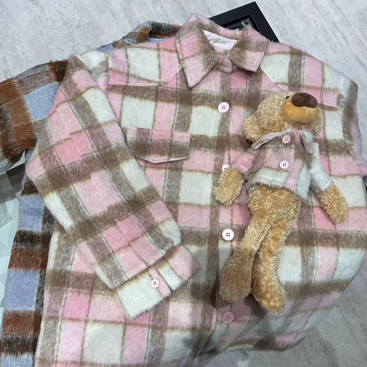 COCO AMAZING（119）格纹磨毛长袖衬衫外套女 复古英伦风-W823