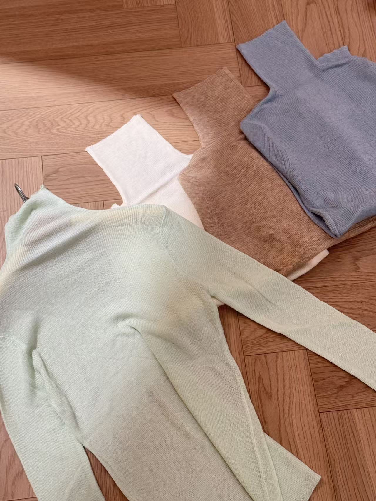 4色小高领罗纹针织打底毛衣薄