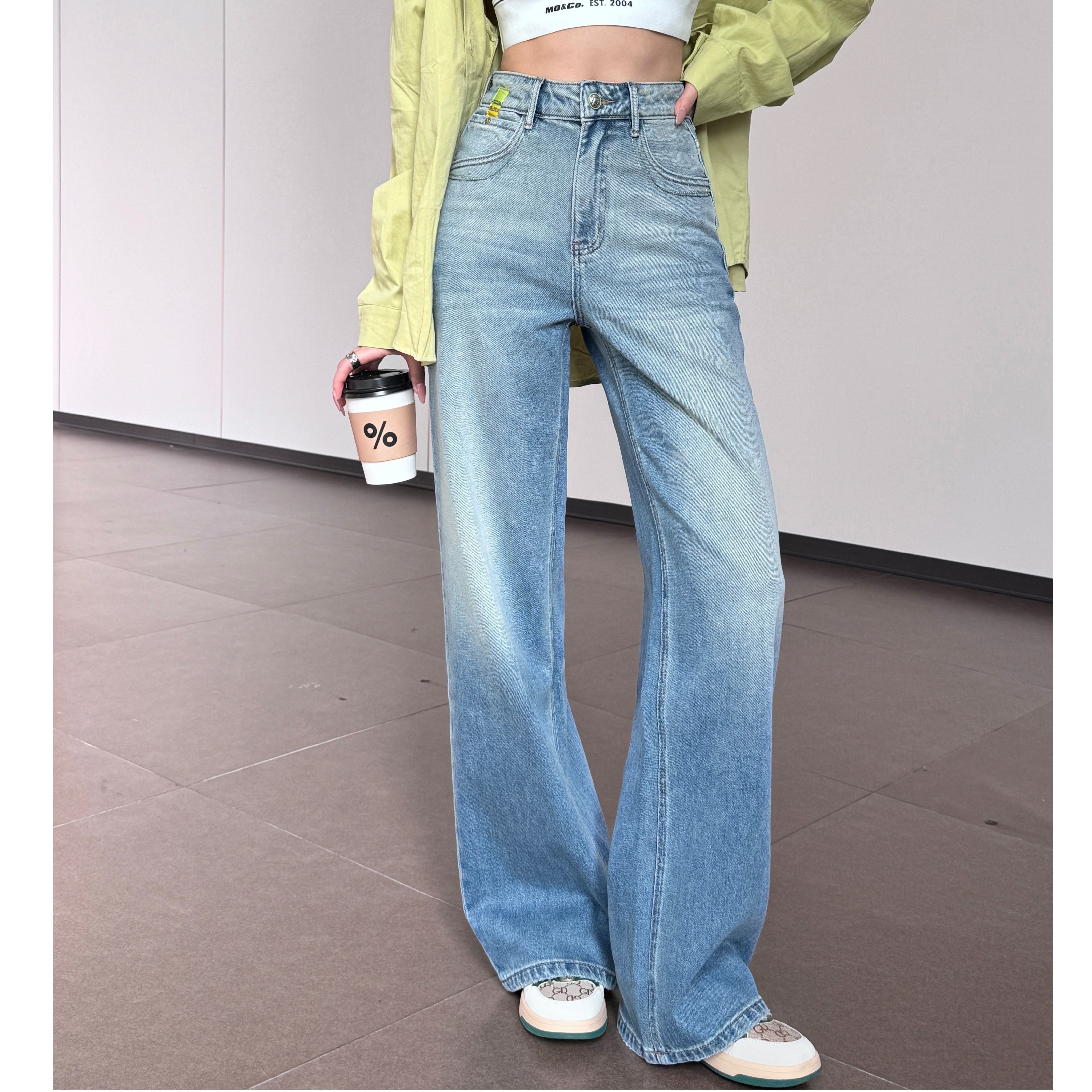 KIKI严选：36680-YER家欧货南油夏季渐变拖地裤休闲牛仔裤