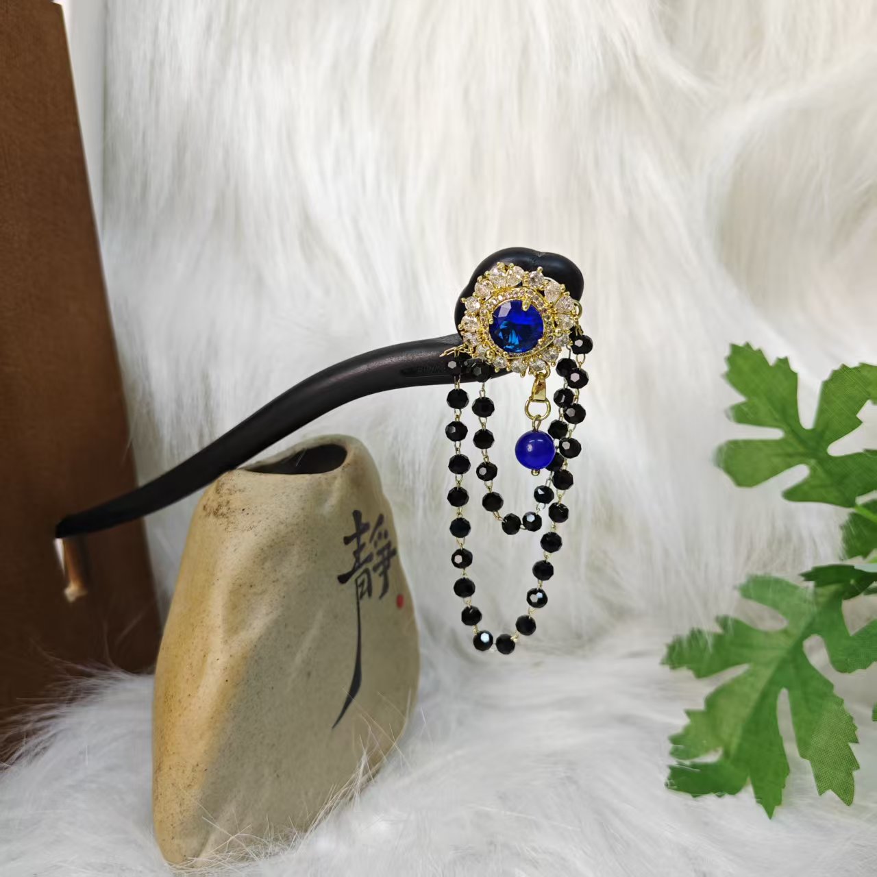 炑歌X875蓝色锆石发簪气质手工发饰中式纯手工国风簪子百搭发簪