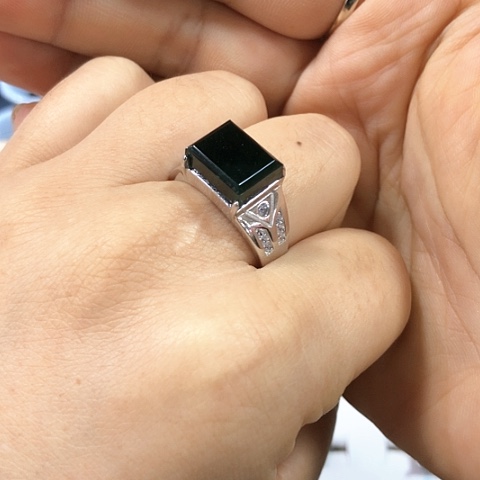 银S925镶嵌戒指翡翠庄*缅甸天然A货翡翠