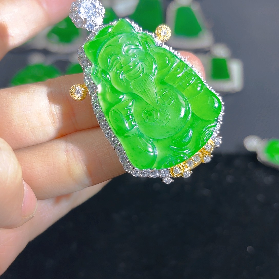 重***板翡翠银S925镶嵌吊坠(不含链)