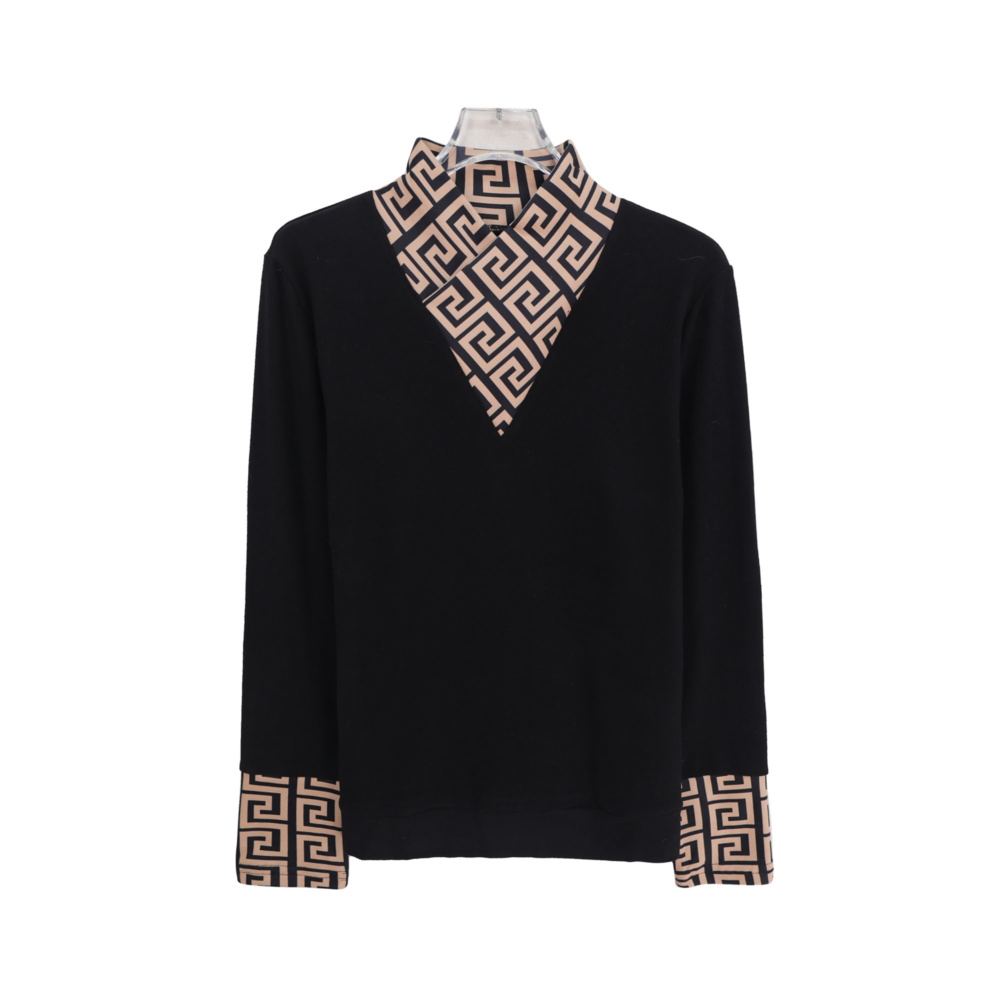 新款设计感交叉半高领长袖保暖打底上衣X27705