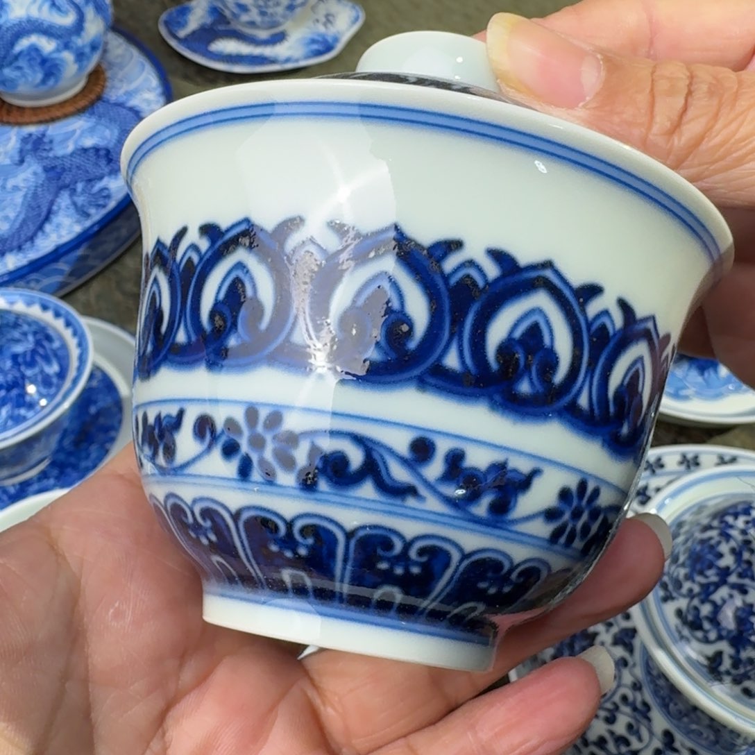 景德镇陶瓷手绘柴窑盖碗