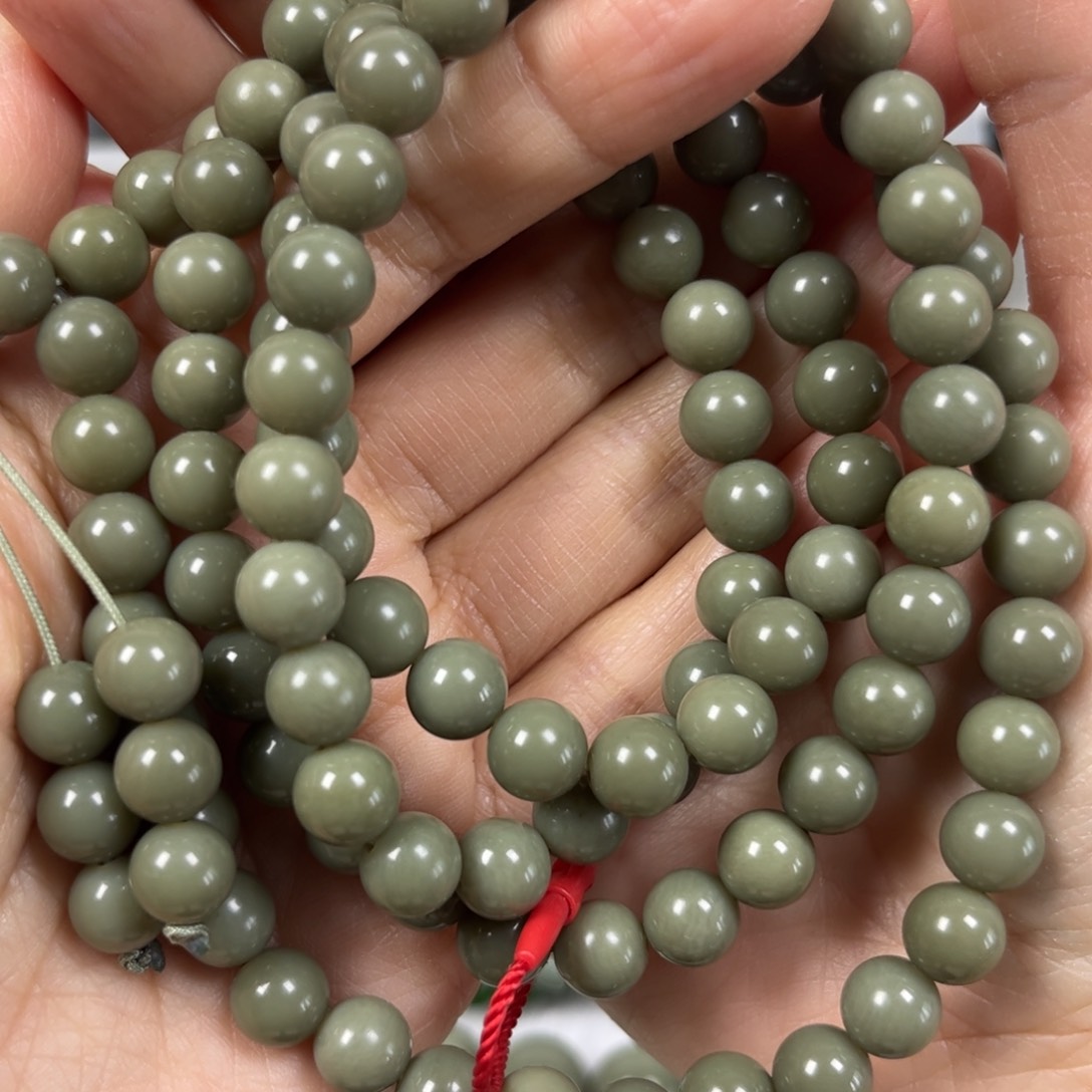 未镶嵌和田玉手串卡8圆珠108颗珠宝级
