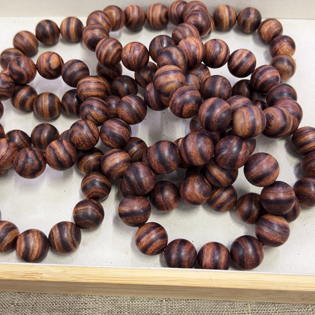 黄花梨/降香黄檀手串/手链20mm圆珠大黑线粗抛无胶无腊