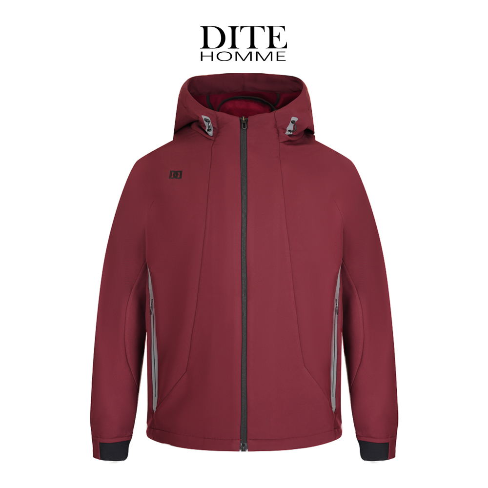 DITE男装 户外黑色连帽夹克25秋冬新款男士保暖休闲纯色时尚登山