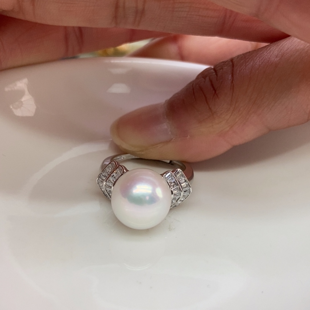 淡水珍珠戒指银S925镶嵌