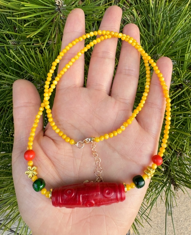 大圣3号 科西嘉红色九眼吊坠