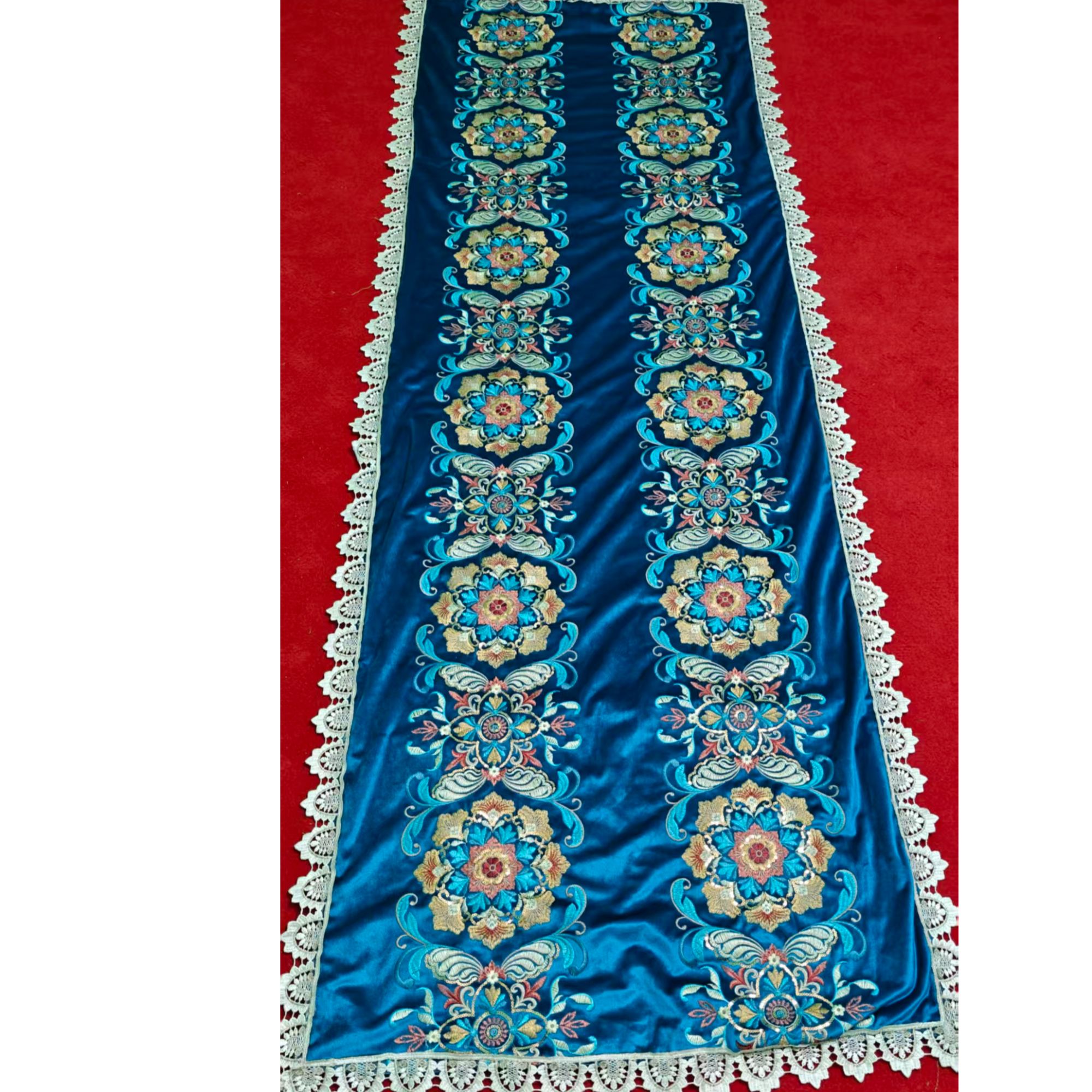 最新款两排绣花款客人褥套