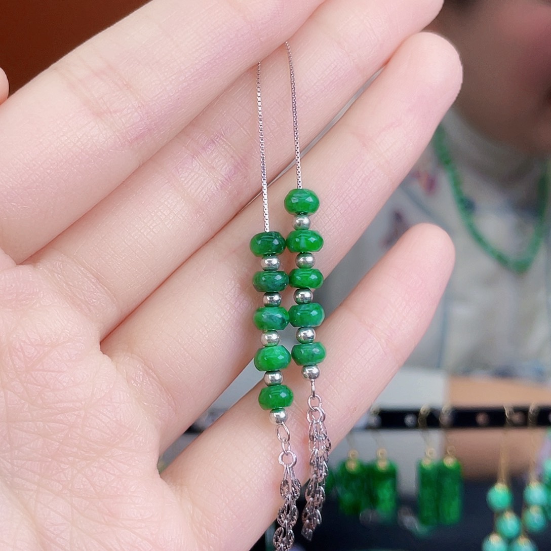 翡翠银S925镶嵌耳饰