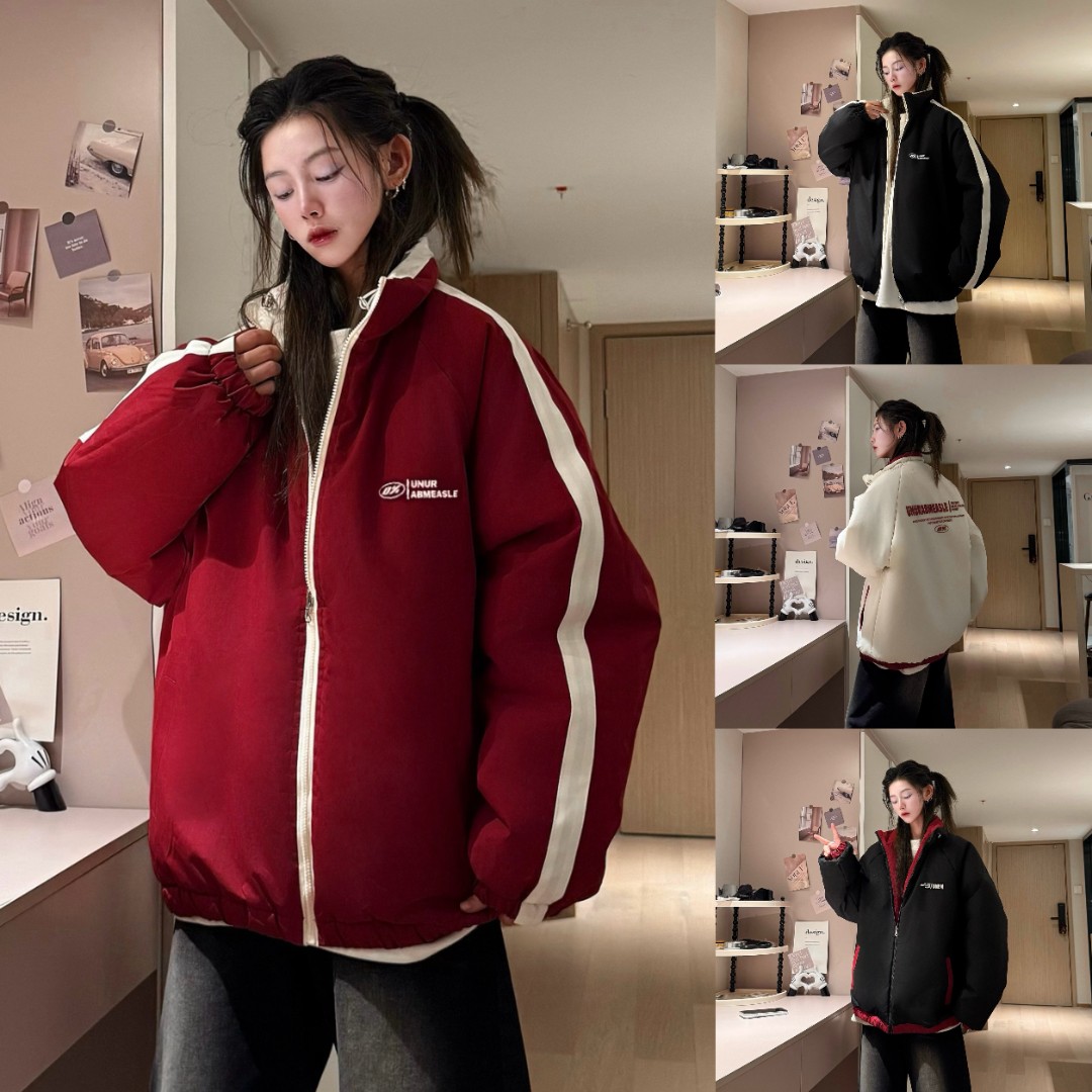 三七-冬季新款加厚两面穿棉服外套男宽松百搭情侣休闲棉衣上衣