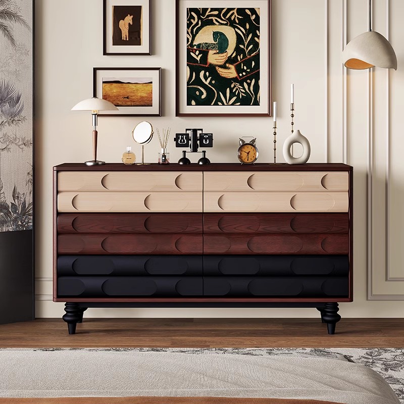 法式复古实木斗柜中古五六斗柜卧室收纳储物柜床尾置物柜玄关柜