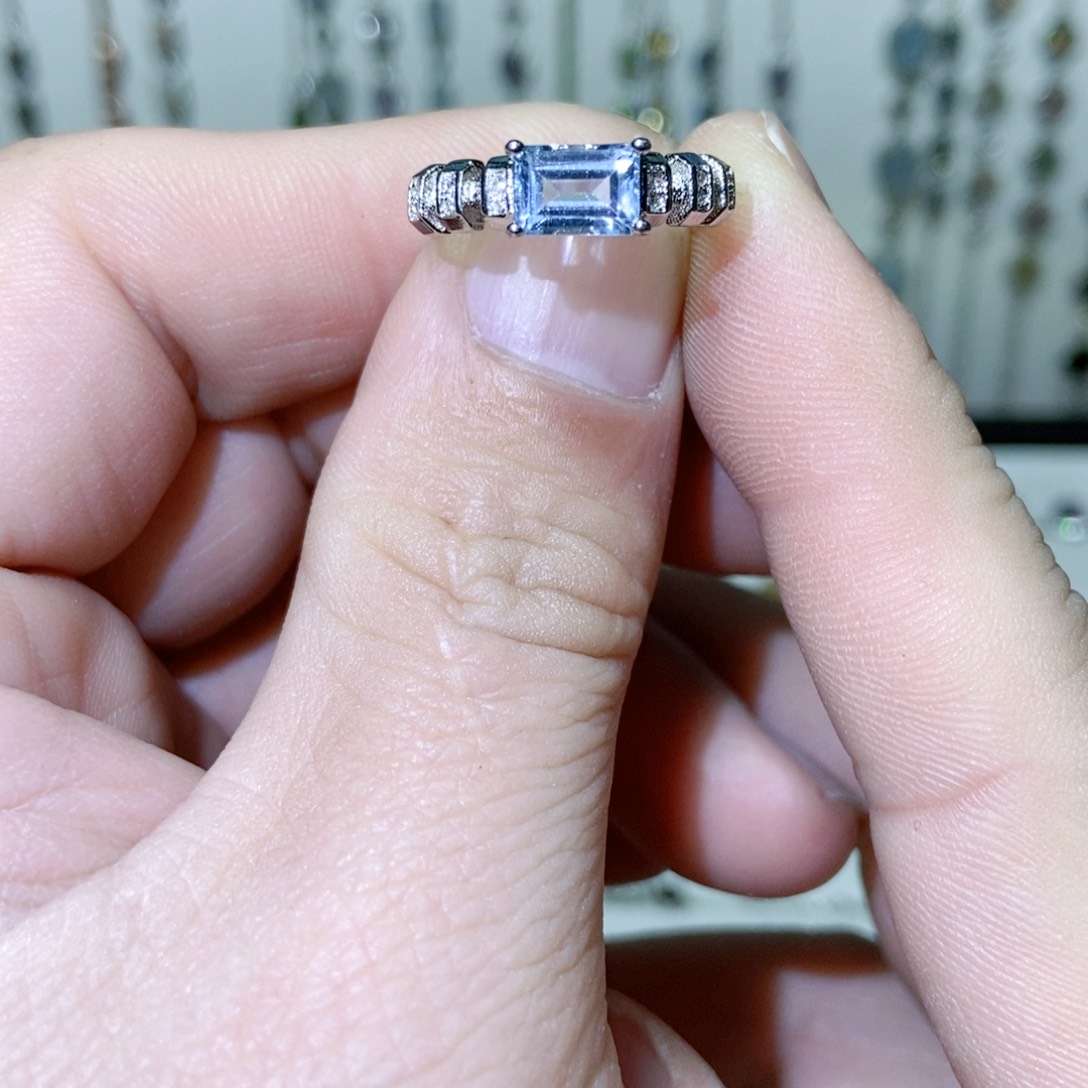 绿水晶戒指银S925镶嵌