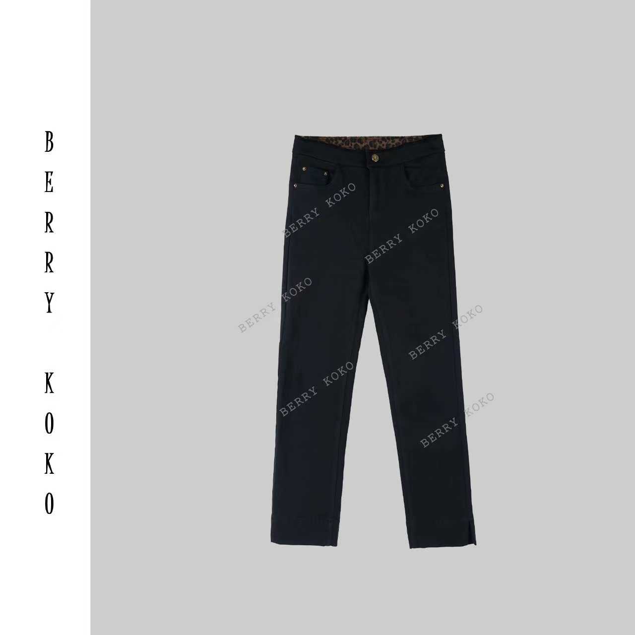 【MISSKO】 秋冬显瘦休闲内里植绒高弹开叉显瘦直筒牛仔烟管裤 K96