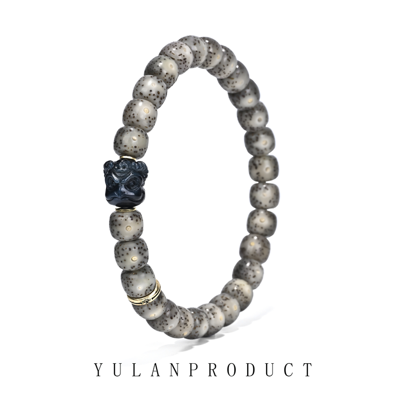 钰澜文玩星月菩提-海南毛感料-8*7糯冰+大鹏鸟搭配款